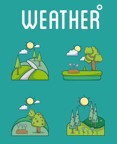 Conjunto de iconos meteorológicos - Vector, imagen