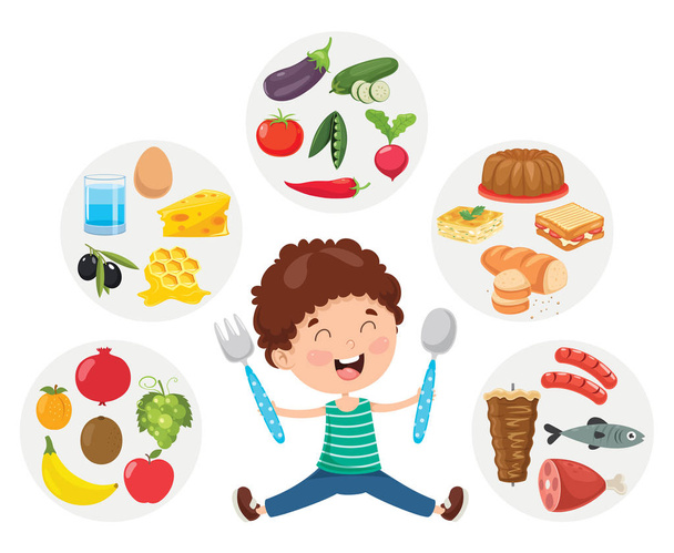 Векторна ілюстрація дитячої харчової концепції
 - Вектор, зображення