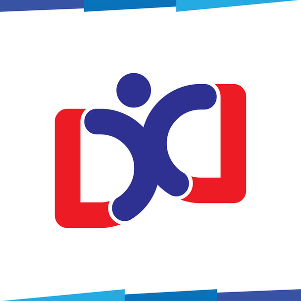 DD Начальное письмо с логотипом "Люди" Шаблон иконки вектора
 - Вектор,изображение