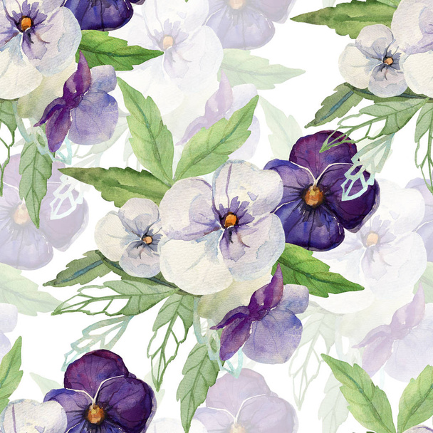 Pansy Flowers Seamless Pattern - Photo, Image