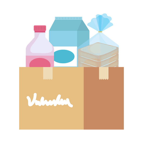 donation box with food - Vector, Image