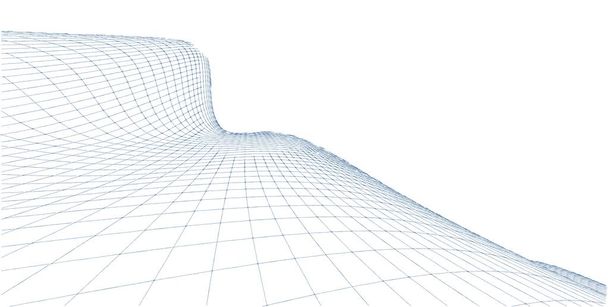 abstrato 3d wireframe terreno, 3d ilustração, curva de contorno
 - Foto, Imagem