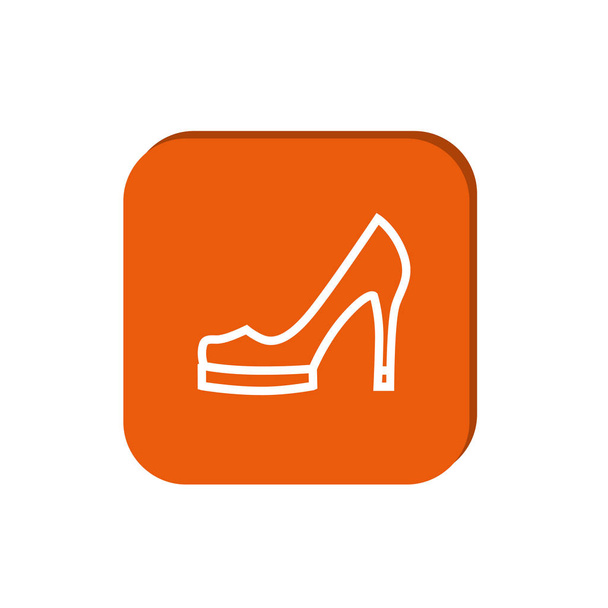 minimal graphic web icon, vector illustration of female shoe on heel  - Vektör, Görsel