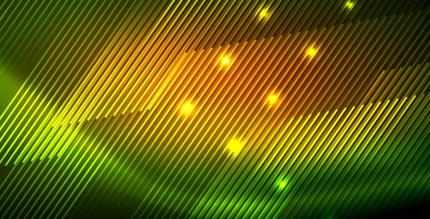 Neon glowing wave, magic energy and light motion background - Vector, Image