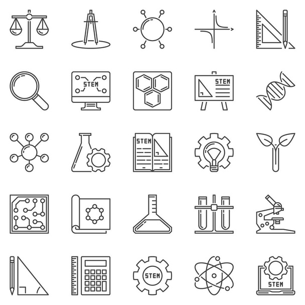 STEM outline icons set. Vector Science concept symbols - Vector, Image