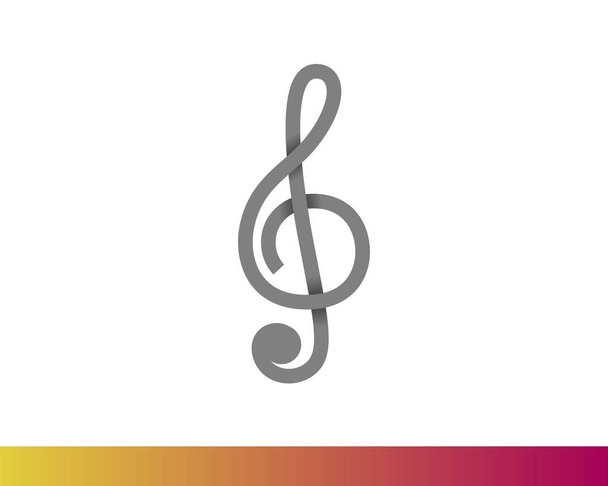 Treble clef musical key vector icon. Isolated on white background - Vector, Image