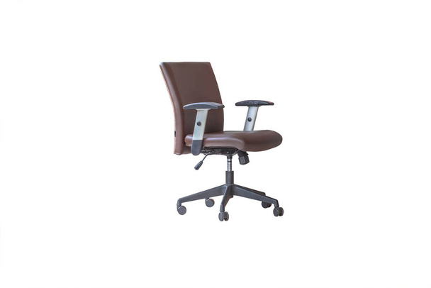 Black leather office chair isolated on whit - Photo, Image