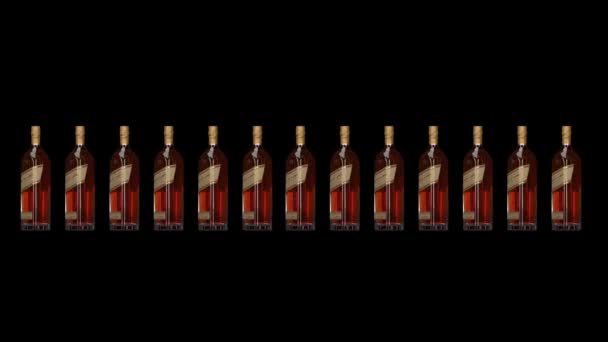 London. England. May 26. 2018. Johnnie Walker Gold Label Reserve. Johnnie Walker Whiskey. Animated bottle and bottles. Rotating bottles. Whiskey bottle animation.  - Materiał filmowy, wideo