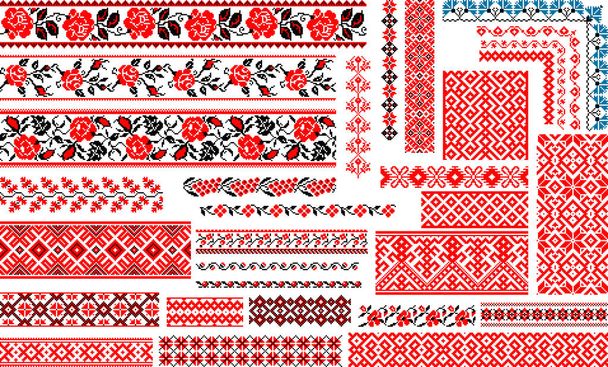 Set mit 30 nahtlosen ethnischen Mustern für Stickereistiche  - Vektor, Bild