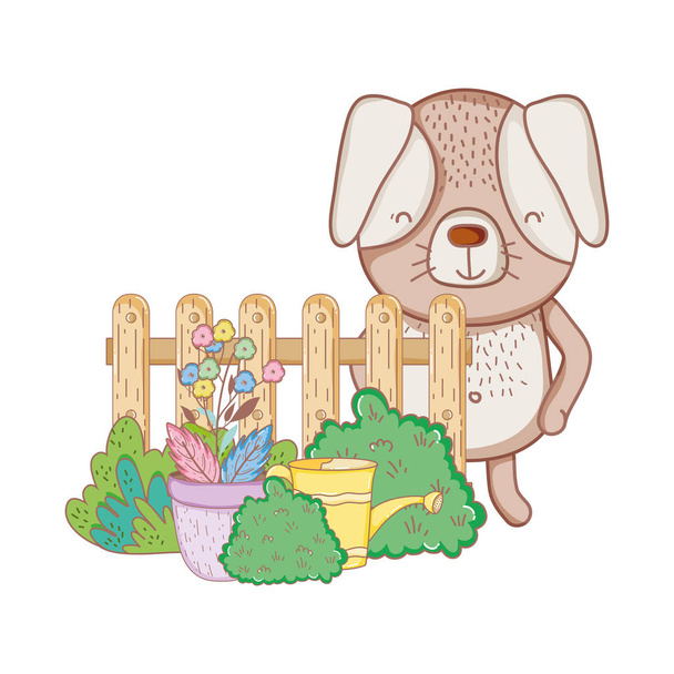 Маленькая собачка в саду
 - Вектор,изображение