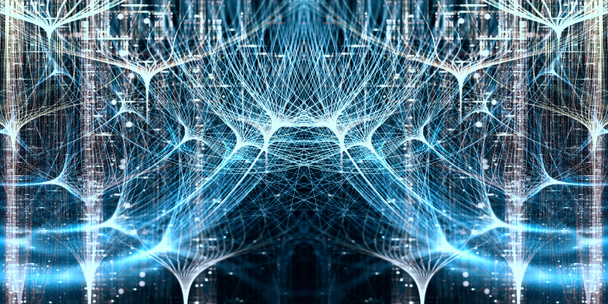 Neurale netwerk, symmetrisch concept met scherptediepte - Foto, afbeelding