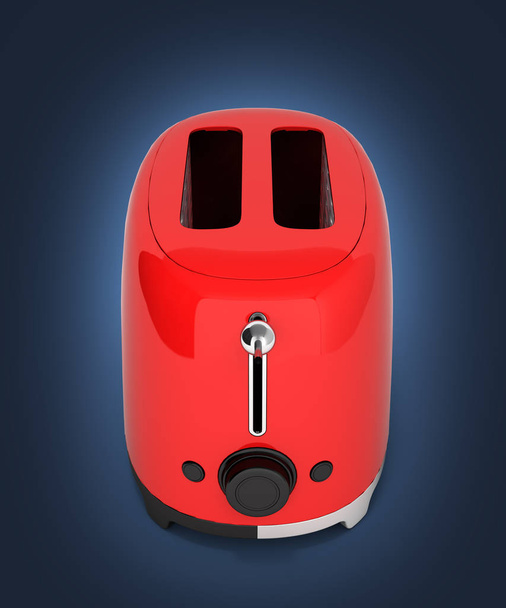 Red retro toaster on dark blue gradient background 3d - Photo, Image