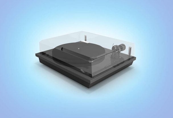 Vinyl turntable player isolated on blue gradient background 3d - Zdjęcie, obraz