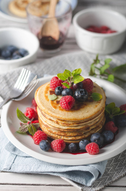 Pancakes with forest fruit sauce - Фото, зображення