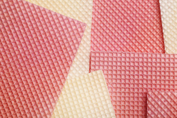 Tasty wafers as background, closeup. Crispy food - 写真・画像