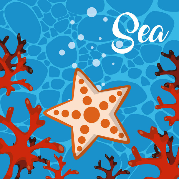 Schattig zee cartoons - Vector, afbeelding