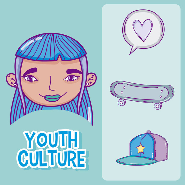 Ifjúsági kultúra rajzfilm - Vektor, kép