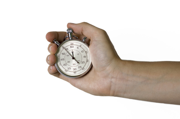 Main avec le chronomètre isolé sur blanc
 - Photo, image