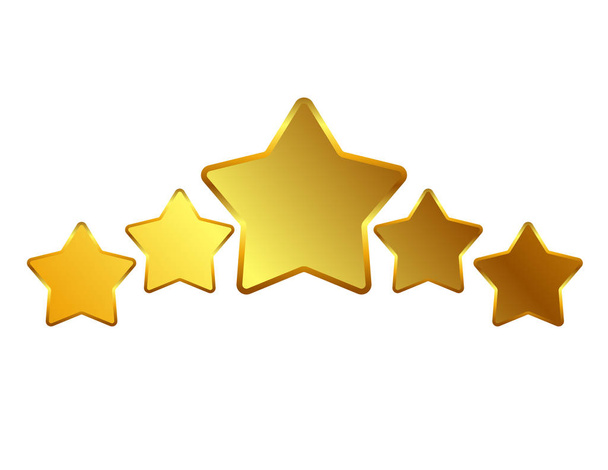 Пять золотых звезд изолированный декор
 - Вектор,изображение