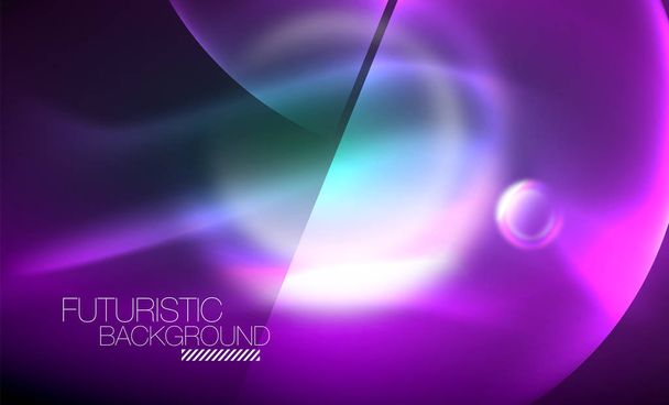 Vector gloeiende neon cirkels abstracte achtergrond - Vector, afbeelding