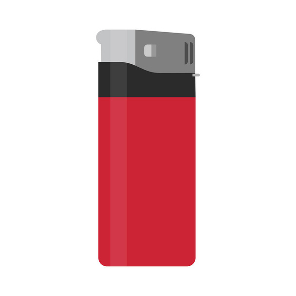 Cigarette disposable lighter red vector flat icon isolated white - Vector, afbeelding