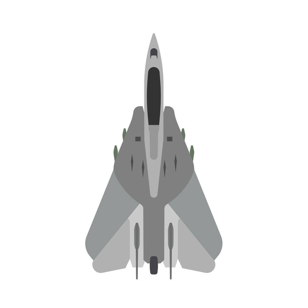 Katonai repülőgép vektor ikon felülnézet. Légi légsugárhajtású repülőgép - Vektor, kép