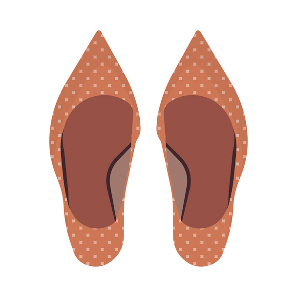 High heel brown beautiful foot shoes wear. Feminine trendy  - Vector, Image