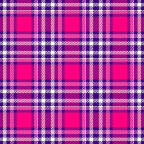 verificado diamante tartan xadrez escocês kilt tecido sem costura fundo textura padrão - cor rosa quente magenta, roxo e branco
 - Foto, Imagem