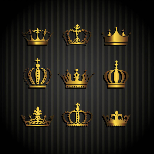 Krone Icon Set heraldisches Symbol Vektor Illustration. - Vektor, Bild