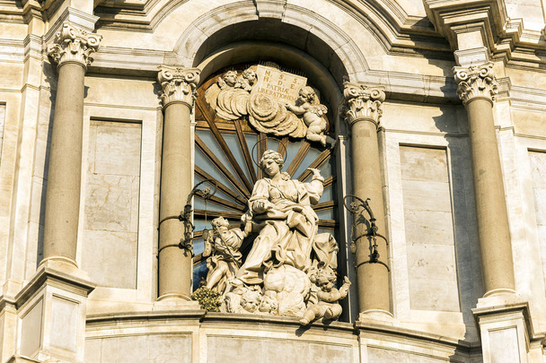 Sculptures of Metropolitan Cathedral of Saint Agatha in Catania, Sicily, Italy. - Фото, зображення