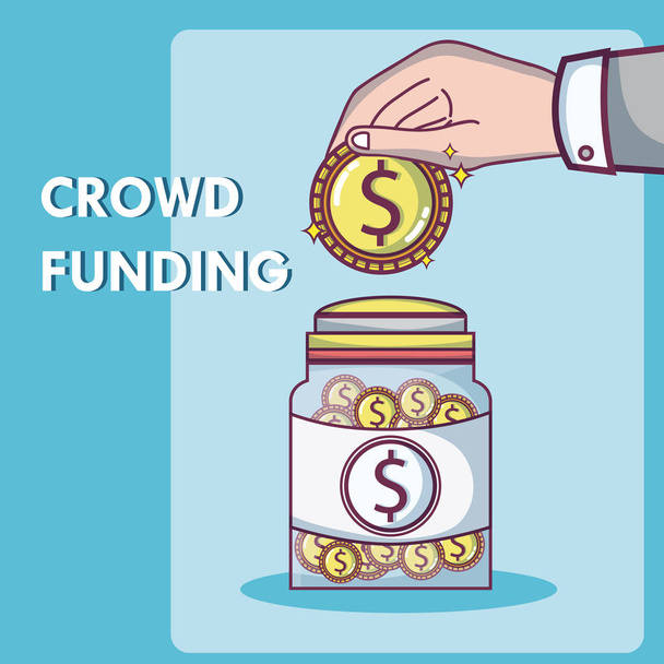 Crowdfunding negocio de dinero
 - Vector, imagen