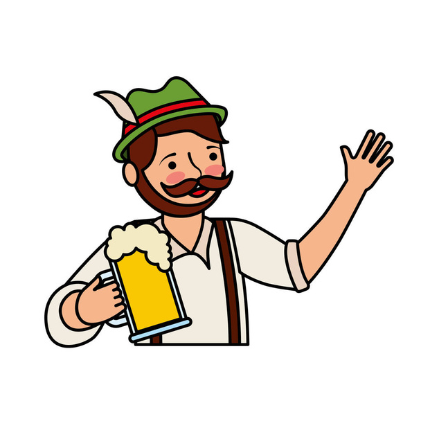 bavarois homme hoding bière verre portrait
 - Vecteur, image