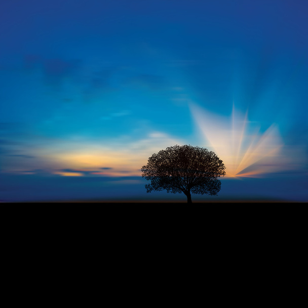 абстрактный фон с облаками и восходом солнца
 - Вектор,изображение