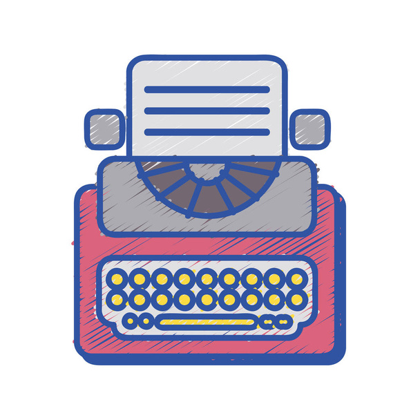 оборудование для ретро-пишущей машинки с бизнес-документом
 - Вектор,изображение