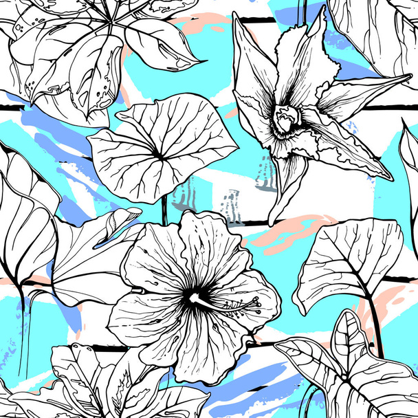 Tropical, stripe, animal motif. Seamless pattern - Vektor, Bild