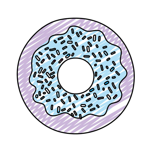 Doodle zoete donut dessert gebak voedsel - Vector, afbeelding