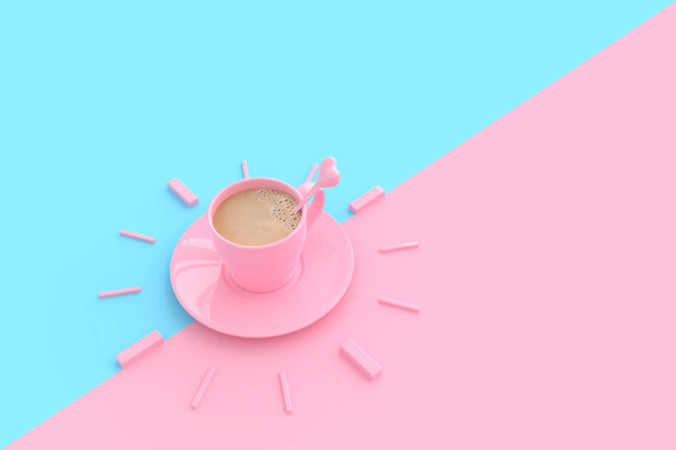 кофе в розовой чашке
.  - Фото, изображение