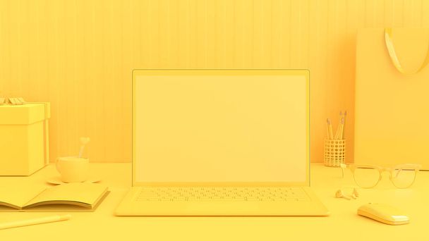 Minimal idea concept, Laptop on Work desk  - Fotó, kép