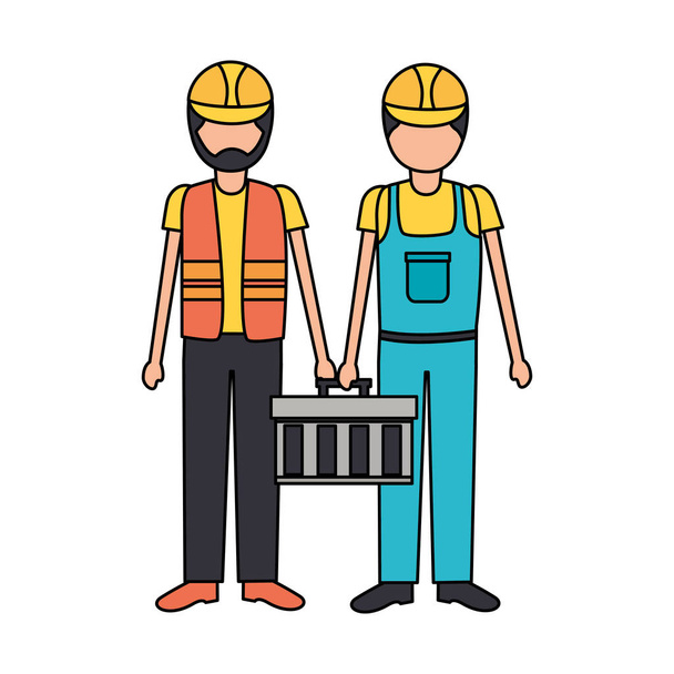 строители с набором инструментов
 - Вектор,изображение