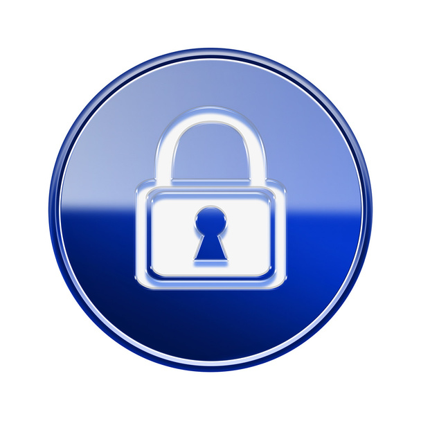 Lock icon glossy blue, isolated on white background - Φωτογραφία, εικόνα
