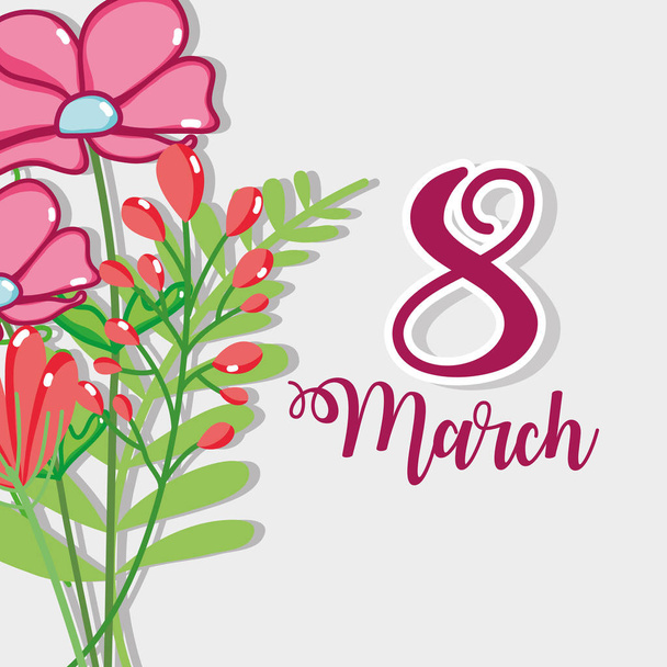 pink flowers decoration to march 8 celebration - Vector, Image