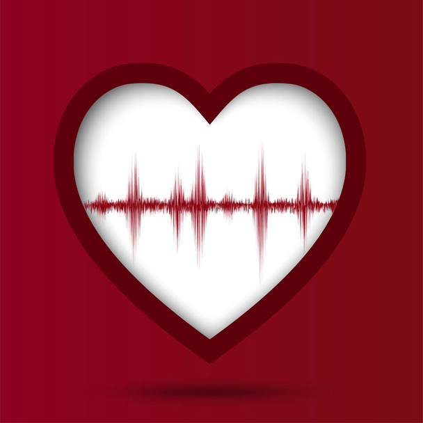 Onde cardiaque et fond rouge
  - Vecteur, image