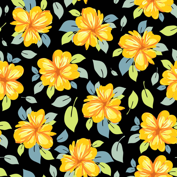 Blossom floral seamless pattern. Vintage background. Wallpaper. - Vector, Image