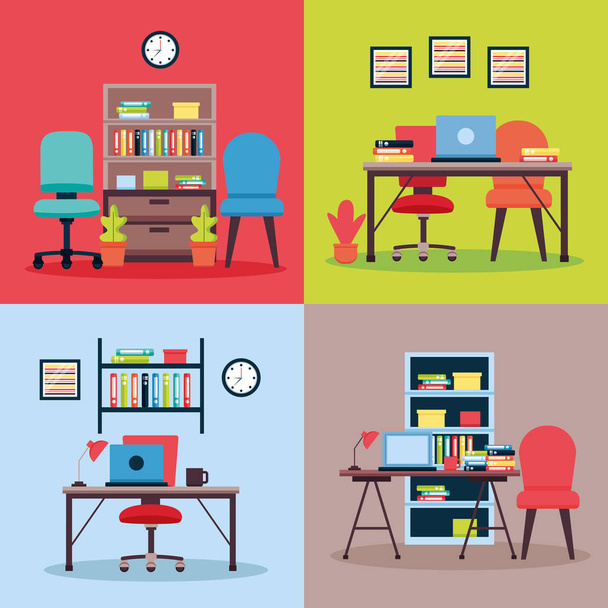 office interior workplace - Vector, Image