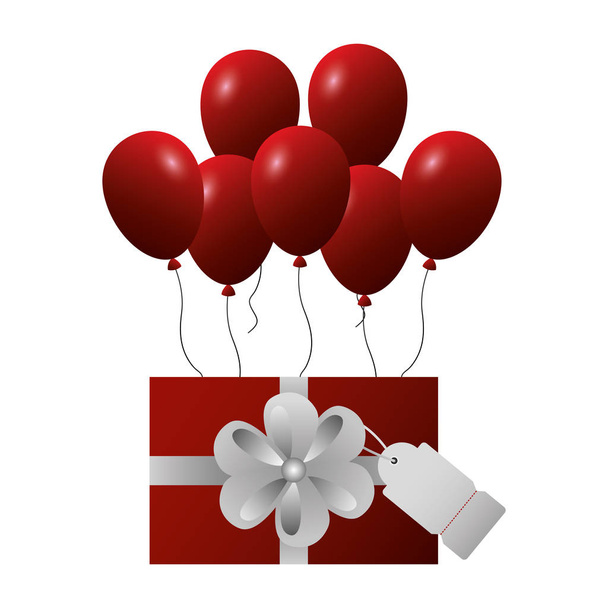 shopping online gift box balloons - Vector, imagen