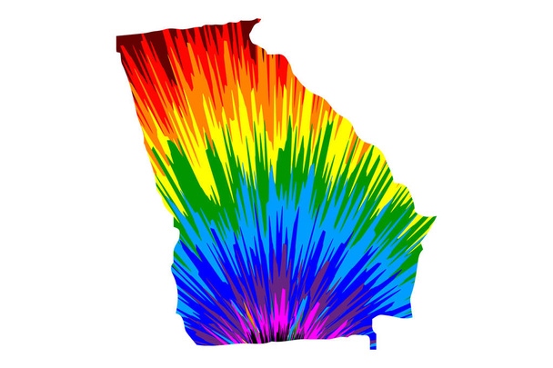 Georgia-mapa je navržena duhový abstraktní barevný vzor - Vektor, obrázek