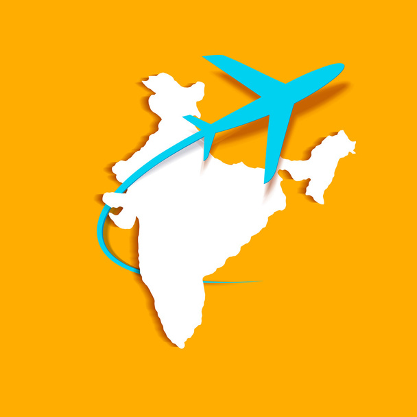 Lentokone ympäri Intian Kartta
 - Vektori, kuva