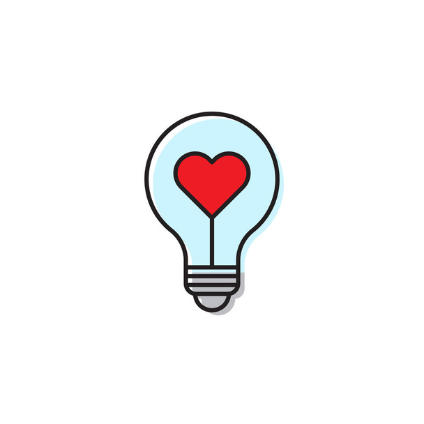 forma de corazón en un concepto de icono de vector de bombilla de luz, aislado sobre fondo blanco
 - Vector, Imagen
