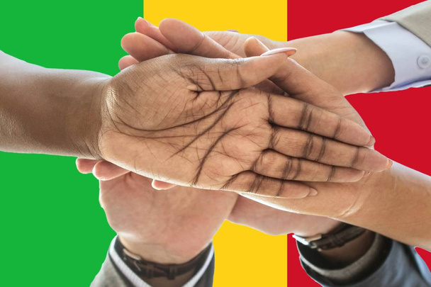 Flag of Mali, intergration of a multicultural group of young people - Photo, Image