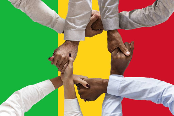 Flag of Mali, intergration of a multicultural group of young people - Photo, Image